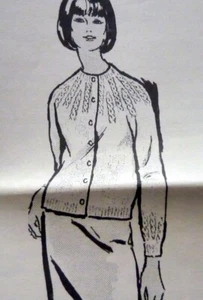 Vintage 1960s CARDIGAN Sweater Pattern Knitting Knit Bust 32-38 - Picture 1 of 1