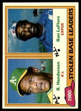 1981 Topps Baseball Card #4 Rickey Henderson Ron LeFlore Stolen Base LL ID:25843