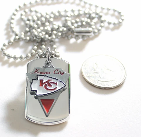 KANSAS CITY CHIEFS NFL  STAINLESS STEEL DOG TAG NECKLACE  3D BALL CHAIN Cover