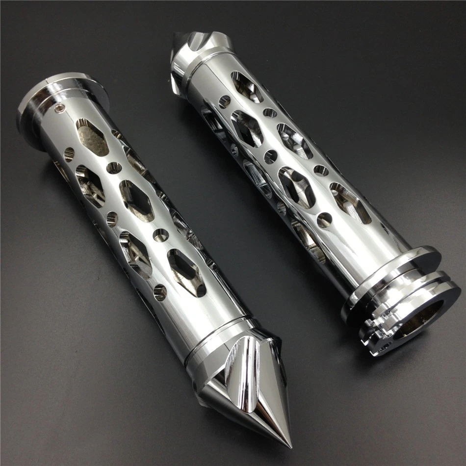 Empuñaduras de extremos de barra de clavos cromadas hechas por CNC de 7/8" 22 mm para Kawasaki Ninja 250 500 ZX6 ZX Foto 1 de 4