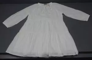 Vineyard Vines White Cotton dotted swiss L/S V-Neck Tiered Short Dress New/Tags - Picture 1 of 10