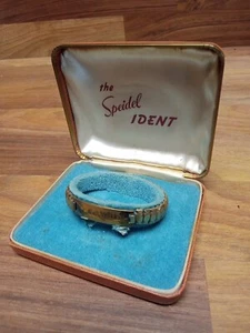 Vintage Speidel Signed 1/20th 10kt Gold Caps ID Bracelet Engravable Women Ladies - Picture 1 of 12