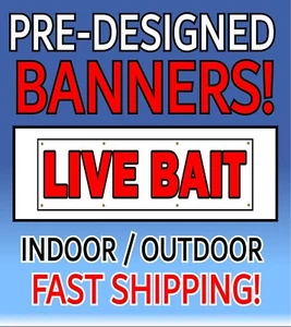 Live Bait fishing Advertising Vinyl Banner Sign Many Sizes USA 13oz. store - Picture 1 of 1