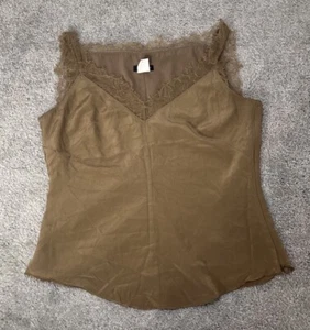 Vintage J. Crew Y2K Babydoll Bronze Urlaub 100 % Seide Tank Größe 8 Papieretikett Spitze - Bild 1 von 9