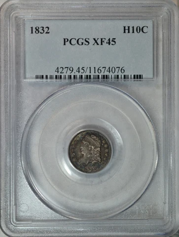 1832 Capped Bust half dime, PCGS XF45..........Type Coin Company Cover