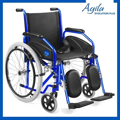 AIESI Sedia a Rotelle pieghevole con pedane elevabili carrozzina AGILA EVOLUTION PLUS