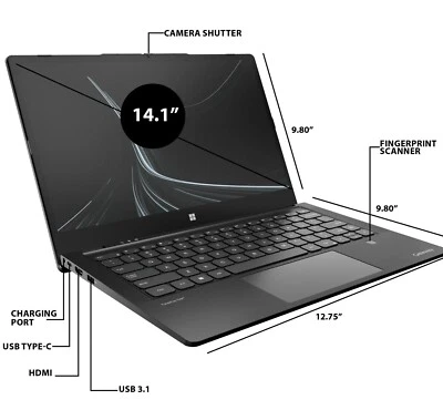 Ультратонкий сенсорный экран Nwe Gateway 14,1 дюйма полная высокая четкость ноутбук i5-1235U, 8 ГБ RAM 512 ГБ SSD - Изображение 1 из 4