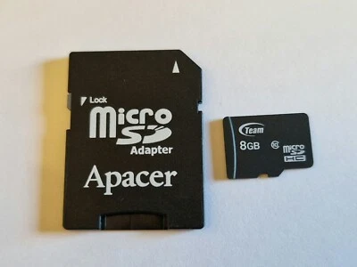 MICRO SD ADAPTER Apacer +  MICRO SD HC 8GB Team colore Nero - Immagine 1 di 3
