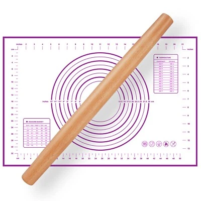 Rodillo de madera de 16 pulgadas para hornear, rodillo de masa francés de madera con S... Foto 1 de 4