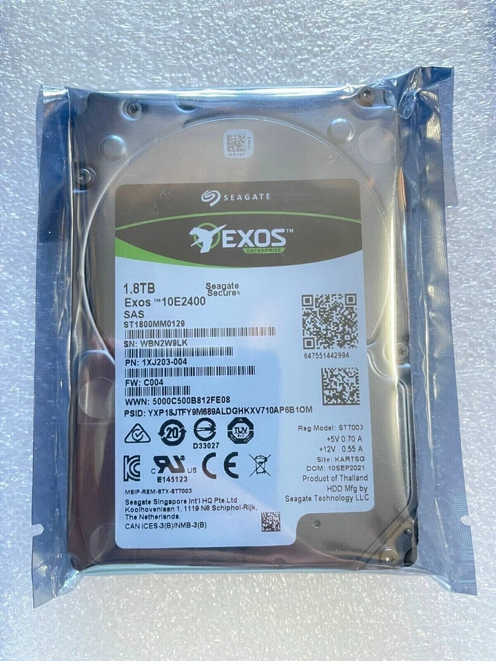 SEAGATE Exos 10E2400 ST1800MM0129 1.8TB 10000RPM 12Gb/s 2.5in SAS Hard Drive - Image 1 of 2