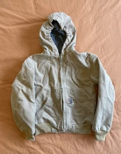 Carhartt Denim Full Zip Hoodie Jacket Outerwear USA Youth S - Picture 1 of 5