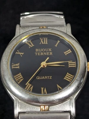 Bijoux Terner Unisex Black Dial Round Silver Tone Case Stretch Band Watch 7.5 In - Image 1 of 4