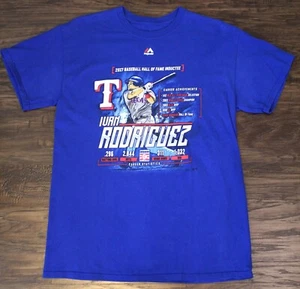 Texas Rangers, Blue Majestic Ivan Rodriguez Graphic Tee Size Adult Medium - Picture 1 of 4