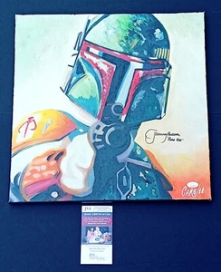 BOBA FETT STAR WARS JEREMY BULLOCH FIRMATO 18x18 quadro su tela JSA COA - Foto 1 di 1