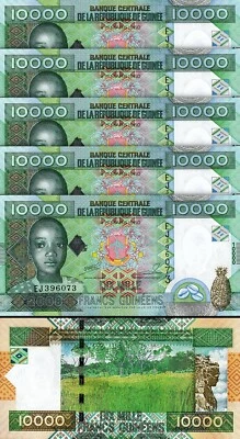 Guinea 10000 Francs 2008, UNC, 5 Pcs LOT, Consecutive, P-42b - Image 1 of 4