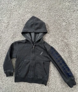 Nautica Sweater Kids Size 4 Gray Fleece Lined Full Zip Hoodie Sweatshirt - Picture 1 of 10