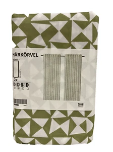 Brand New IKEA HARKORVEL Green Curtains 1 Pair 145x250 cm (57x98 ") 305.769.44 - Picture 1 of 3