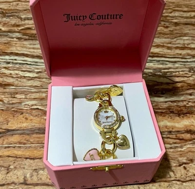 Reloj Pulsera Juicy Couture Oro Cereza Corazón Dije Foto 1 de 4