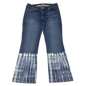 Y2K Baby Phat Low Rise Flare Jeans Womens Size 13 Bell Bottom Tie-Dye Denim - Picture 1 of 9