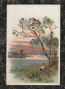 Victorian Stock Trade Card Country Scene at Sunset 4.5 x 3 - Bild 1 von 2