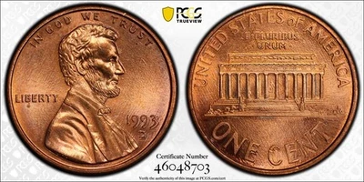 1993-D Lincoln Memorial Cent - PCGS MS67RD with Goldshield Trueview - Image 1 of 3