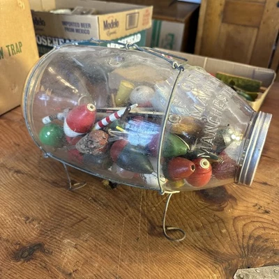 Trampa Minnow de vidrio en relieve original CF Orvis Manchester llena de flotadores Bobbers Foto 1 de 4