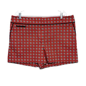 Ann Taylor Loft The Riviera Shorts Red Medallion Geometric Pockets Womens 14 - Picture 1 of 8