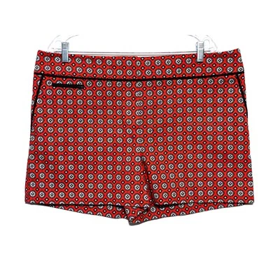 Ann Taylor Loft The Riviera Shorts Red Medallion Geometric Pockets Womens 14 - Image 1 of 4