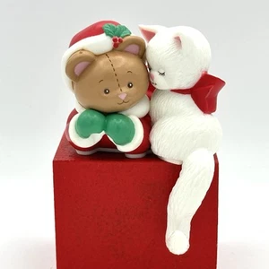 Vntg Current Teddy Bear Kitty Friend Resin Stocking Holder Super Cute Excellent - Picture 1 of 14