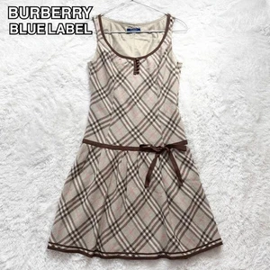 BURBERRY LADIES Blue Label Sleeveless Dress Linen Blend Nova Check F/S from Japa - Picture 1 of 13