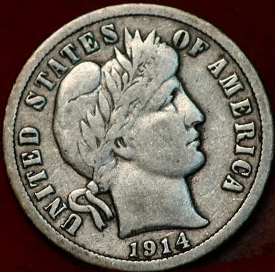 1914-D Denver Mint Silver Barber Dime - Image 1 of 2