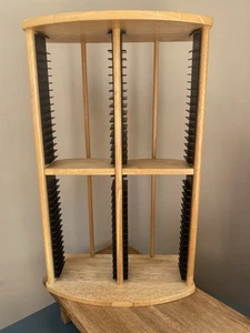 Vintage Wooden CD Storage Tower Rack Holds 64 CDs Retro Music Media Shelf - Picture 1 of 13