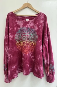 Disney Pixar Damen bunter Coco Totenkopf Batik kuscheliger Pullover Sweatshirt rosa 3X - Bild 1 von 6