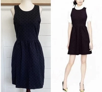 J Crew A 字裙 S 小号 2 4 6 海军蓝圆点弹力无袖全新全新带标签 — 第 1/4 张图片