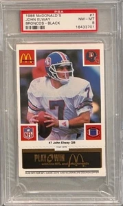 1986 McDonald's #7 John Elway Broncos Black PSA 8 Rare Jumbo - Picture 1 of 2