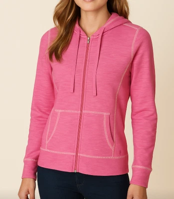Tommy Bahama Women’s Pink Full Zip Hoodie XS Pima Cotton Tencel Blend Sweatshirt - Image 1 of 4