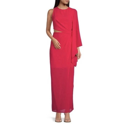 Belle Badgley Mischka Riley Dress One Long Sleeve Coral Pink Sheath Maxi NWT 4 - Image 1 of 4