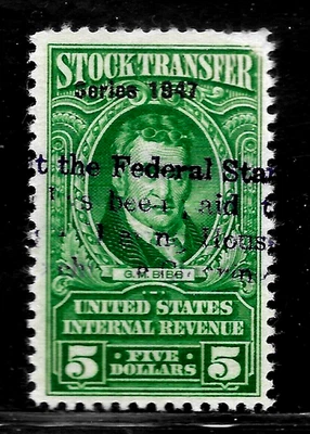 HICK GIRL-OLD USED U.S. STOCK TRANSFER SC#RD245   $5.00  SERIES 1947       A5979 - Image 1 of 2