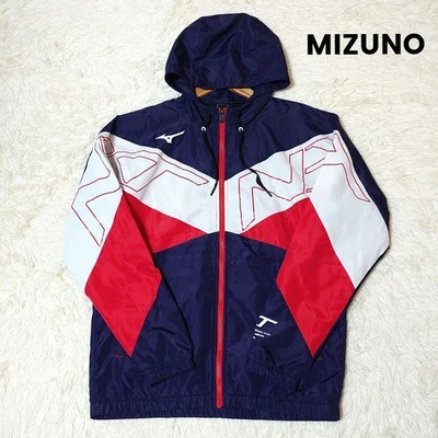 MIZUNO N-XT Windbreaker Jacket Navy Red White L Good Condition - Image 1 of 4