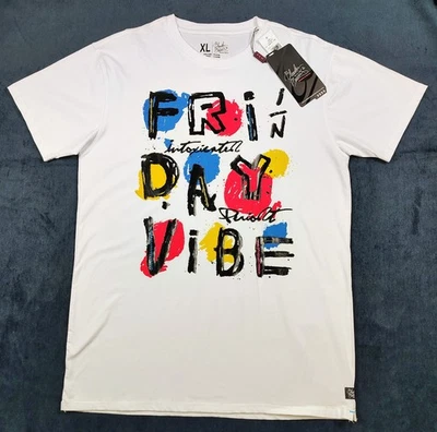 NWT Bleecker & Mercer "Friday Vibe" White T-Shirt Mens Sz XL Hip Hop Streetwear  - Image 1 of 4