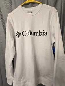 Columbia Trek White Long Sleeve Sweatshirt Men's Large Logo - Picture 1 of 6