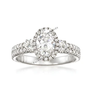 IGI Certified 18k White Gold Wedding Ring 2.20 Ct Lab Created Oval Cut Diamond - Picture 1 of 11
