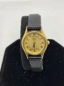 Seiko Quartz Black Leather Band Wrist Watch (parts/repair) - Picture 1 of 5