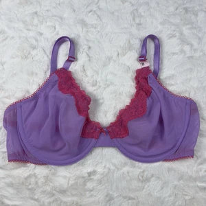 Victoria’s Secret Tease ungefütterter Halb-BH 36D Mesh lila paradies mit fuchsia Spitze - Bild 1 von 8