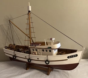 Stilvolles Holz Garnelen/Angelboot/Trawler Ausstellungsmodell 18" lang GUC - Bild 1 von 20