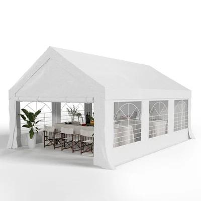 Gunji Partyzelt 4x6 Pavillon 100% Wasserdicht & UV-Schutz Weiß Garten Pavillion