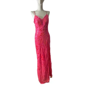 City Triangles Prom Dress Junior Sze 7 Sequin Floral Spaghetti Formal Fucia Pink - Picture 1 of 9
