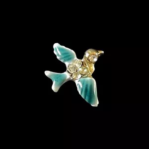Vintage Bluebird of Happiness winziger Tack Reversmütze Pin mit Strasssteinen - Bild 1 von 7