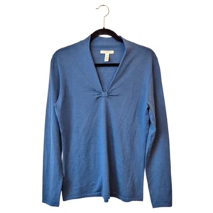 Banana Republic Y2K Teal Blue 100% Merino Wool Sweater Size L - Picture 1 of 6