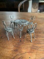 Nice Antique  Doll Miniature Sterling Silver Set 4 Chairs &Table  FREE SHIPPING!